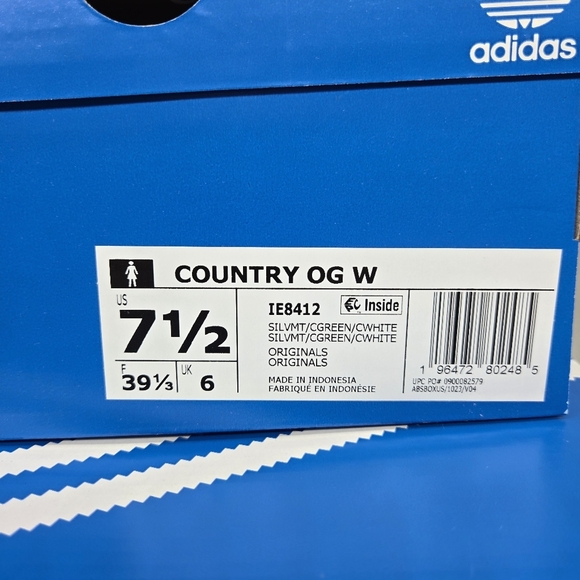 Adidas Country OG Women’s Sneakers Silver Metallic/Collegiate Green Size 7.5 New - Picture 8 of 8